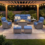 Alora Luxury 7-Piece Outdoor Patio Furniture Set With Fire Pit Table (SAK57391)
