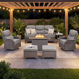 Alora Luxury 7-Piece Outdoor Patio Furniture Set With Fire Pit Table (SAK57391)