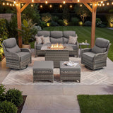 Alora Luxury 7-Piece Outdoor Patio Furniture Set With Fire Pit Table (SAK57391)