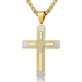 Luxury Cross Pendant Necklace for Men, Large Jesus Christ 316L Stainless Steel Cross Pendant Necklace, Heavy Duty Necklace for Men