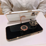 Luxury Plated Ring Bracket Shockproof Phone Case For IPhone 14 Pro Max/13 Pro/12/11/Xs Max/XR/X/8/7 Plus