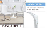 Luxury Simple Arch Chair - Set of 4 White PU Material High Resilience Dining Chair with Arched Metal Silver Leg.