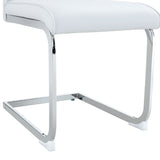 Luxury Simple Arch Chair - Set of 4 White PU Material High Resilience Dining Chair with Arched Metal Silver Leg.