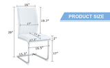 Luxury Simple Arch Chair - Set of 4 White PU Material High Resilience Dining Chair with Arched Metal Silver Leg.