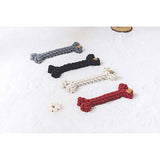 M-Pets Coto Knitted Bone Dog Toy Durable Cotton Rope Grey 30cm