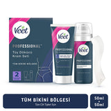 Veet Professional Bikini Hair Removal Cream Set: Gentle, Moisturizing, & Effective for Sensitive Skin - Includes Shea Butter & Exfoliating Foam
