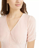 American Rag Juniors Ruched-Sleeve Rib-Knit Velvet Top