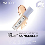Pastel Makeup Eye Cream + Hydrating Satin Concealer: Brighten & Conceal Dark Circles - 24H Hydration for Radiant Eyes