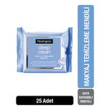 Neutrogena Makeup Remover Wipes - Oil-Free & Waterproof, Gentle Facial Cleansing Cloths, Removes Dirt & Impurities, 25 Count