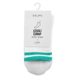 Eklips Striped Crew Socks in White Comfortable 2-Pack