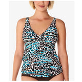 Swim Solutions Print V-Neck Ruffled Tankini Top, Size 12