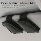 Magnetic PU Leather Car Visor Sunglasses Holder