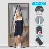 Magnetic Screen Door With Durable Fiberglass Mosquito Mesh Curtain