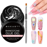 Makartt Nail Rhinestone Glue for Nails: Super Strong Gel Nail Glue for Decorations Nail Charm 3D Nails Bling Gel for Nail Gem Nail Art Jewel Diamonds 30ML Cured Need Beauty