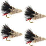 Black Marabou Muddler Minnow Streamer Fly - 4 Flies Size 8