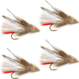 White Marabou Muddler Minnow Streamer Fly - 4 Flies - Size 8