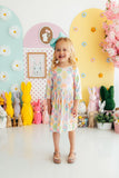 Egg-stra Cute 3/4 Sleeve Pocket Twirl Dress