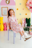 Springtime Bunnies 3/4 Sleeve Pocket Twirl Dress