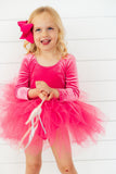 Magenta Velvet L/S Tutu Leotard