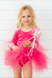 Magenta Velvet L/S Tutu Leotard