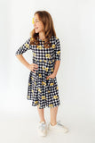 Iowa Plaid Tigerhawk 3/4 Sleeve Pocket Twirl Dress