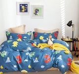 Markutus Kids Blue Dinosaur  Pattern Dinosaur. Color: a combination of blue red.yellow. green Material: Shell natural100%Cotton printing fabric 40s40s 220tc. Filling 100% down alternative poly fill 270gsm .
