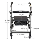 McKesson Lightweight 4 Wheel Rollator Walker, Silver