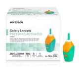 McKesson Prevent Safety Lancet Fixed Depth Lancet Needle, Pressure Activated, 100 ct