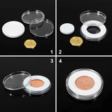 100 Pieces Case Holder for Collectors 30mm Silver Gold Bar Plastic Rounds Coins Capsules Covers with Storage Organizer Box for Copper Pesos Quarters Pennies Dimes Collection Supplies