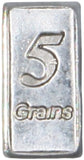 Set of 5 Pure Solid Silver Bars – .999 Fine, 5 Grain Each, Over 1 Gram Total