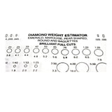 DIAMOND SIZE Chart CARAT Estimator Jeweler tool gemstone Measurement Weight baguette stones cz emeralds marquis pear-shaped round full cuts