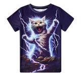 Men's and Women's T-Shirts with Creative Graffiti Printing Round Neck and Short Sleeve Tops