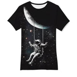 Men's and Women's T-Shirts with Creative Graffiti Printing Round Neck and Short Sleeve Tops