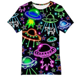 Men's and Women's T-Shirts with Creative Graffiti Printing Round Neck and Short Sleeve Tops