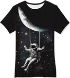 Men's and Women's T-Shirts with Creative Graffiti Printing Round Neck and Short Sleeve Tops