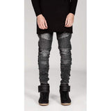Men's Comfy Stretch Ripped Distressed Biker Jeans Pants Rock Revival