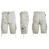 Men's Distressed Vintage Belted Cargo Utility Shorts
