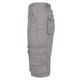 Men's Extended Size Cotton Cargo Utility Belted Shorts