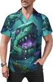 Mens Hawaiian Shark Shirts Short Sleeve Button Up Beach Summer Button Down Hawaiian Trippy Shirt for Men Women