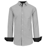 Men's Long Sleeve Slim Fitting Gingham Pattern Dress Shirts
