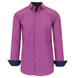 Men's Long Sleeve Slim Fitting Gingham Pattern Dress Shirts