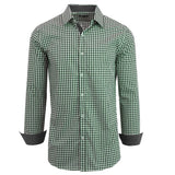 Men's Long Sleeve Slim Fitting Gingham Pattern Dress Shirts