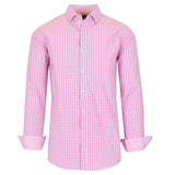 Men's Long Sleeve Slim Fitting Gingham Pattern Dress Shirts