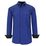 Men's Long Sleeve Slim Fitting Gingham Pattern Dress Shirts