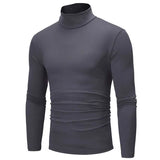 Men's Pure Color T-Shirt Thermal Mock Turtleneck Long Sleeve Tops