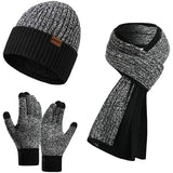 Men's Scarf and Beanie Hat Themal Gloves Set