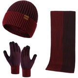 Men's Scarf and Beanie Hat Themal Gloves Set