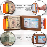 Men's Slim Leather Wallet with Money Clip Bifold Minimalist RFID Blocking Card