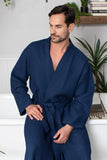 Waffle Kimono Spa Bathrobe for Men -  Absorbent, Lightweight