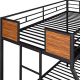 Metal Bunk Bed with Safety Railing Ladder